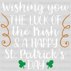 Luck Of Irish & Happy St. Patrick's Day Design - DTF heat transfer - transferlegend