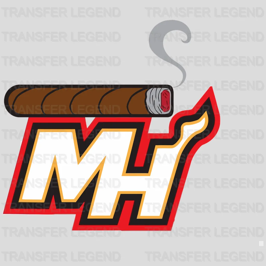 Miami Heat “MH” Smoking Cigar Monogram NBA Design - DTF Heat Transfer