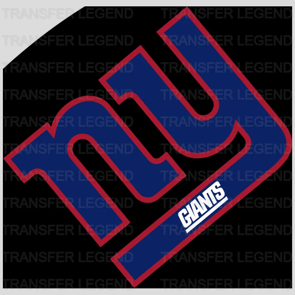 New York Giants tilted block “NY” monogram, NFL design - DTF Heat Transfer
