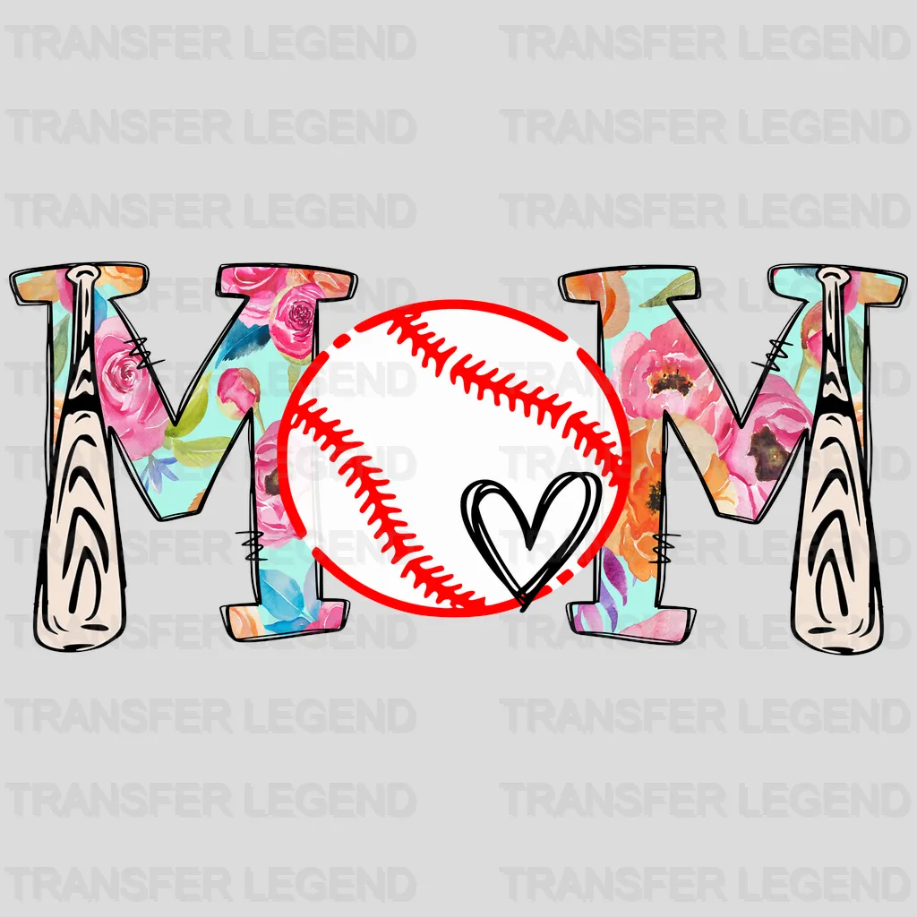 Floral Baseball Mom - Sports Fan - Baseball Lover Mom - Design - DTF heat transfer - transferlegend