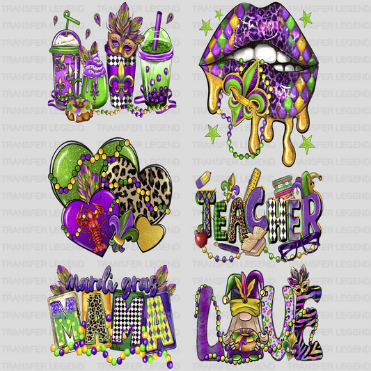 Mardi Gras Premade Gang sheet - 6 PCS 10 INCH - transferlegend