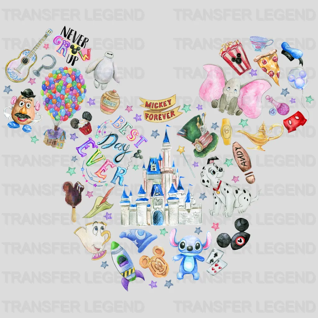 Forever Best Day Ever Never Grow Up Head Design - DTF heat transfer - transferlegend