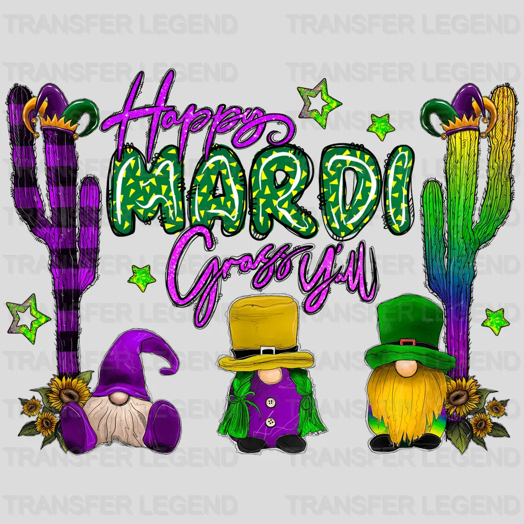 Happy Mardi Gras Y'all Design- Mardi Gras DTF heat transfer - transferlegend