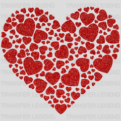 Red Little Hearts Glitter Looks Valentines Design - DTF heat transfer - transferlegend