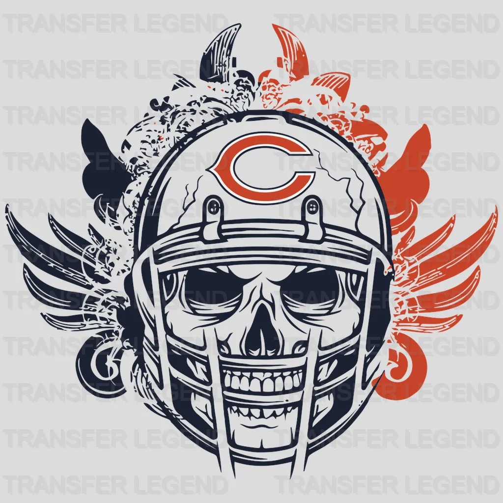 Chicago Bears Ripped Chest Reveal Skull Emblem NFL Design - DTF Heat Transfer