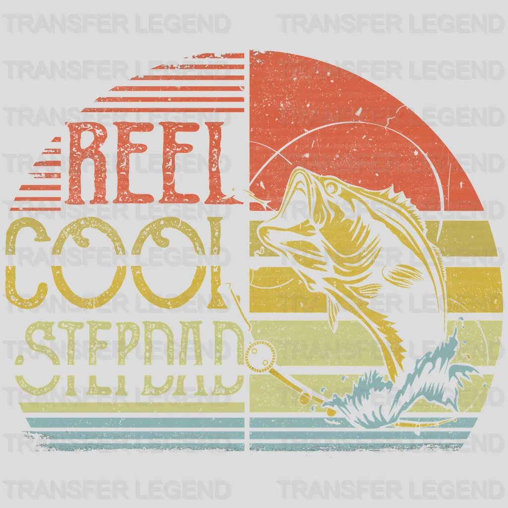 Reel Cool Stepdad Retro Design - DTF heat transfer - transferlegend