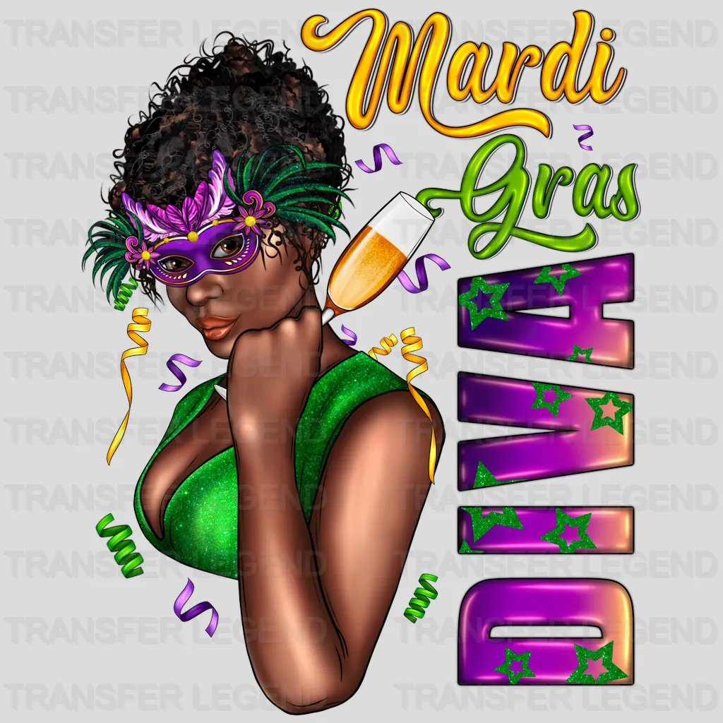 Diva Mardi Gras Design- Mardi Gras DTF heat transfer - transferlegend