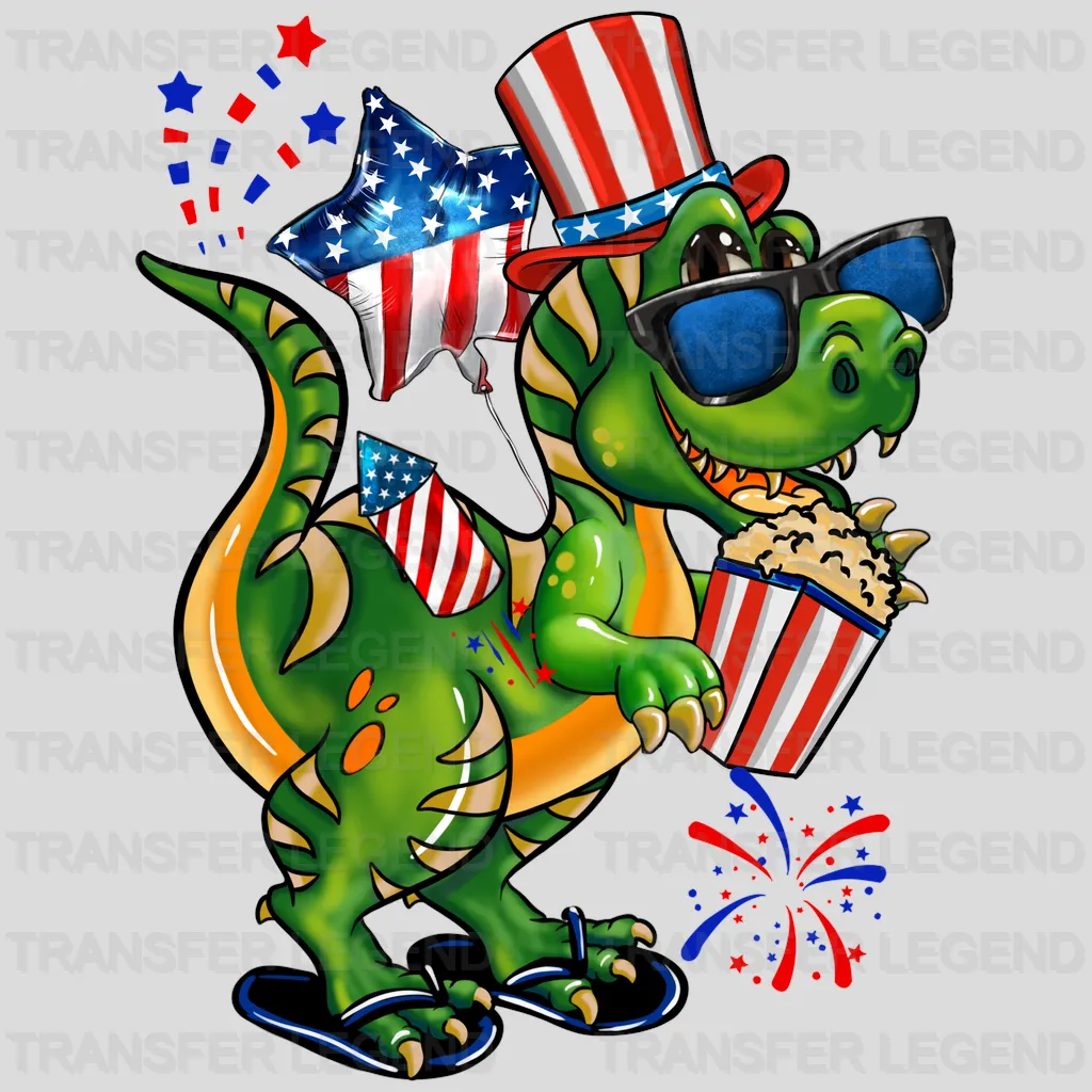 4th of July T Rex  DTF Transfer - transferlegend