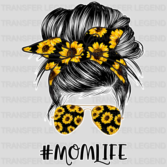 Sunflower Mom Hair Bun Sunglasses Headband - Mother's Day - Women Messy Bun - Design - DTF heat transfer - transferlegend