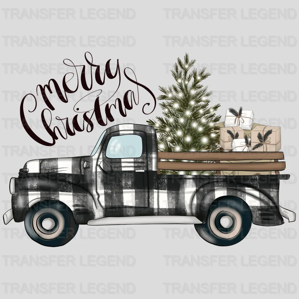 Buffalo Plaid Truck Tree Design, Merry Christmas Design - DTF heat transfer - transferlegend