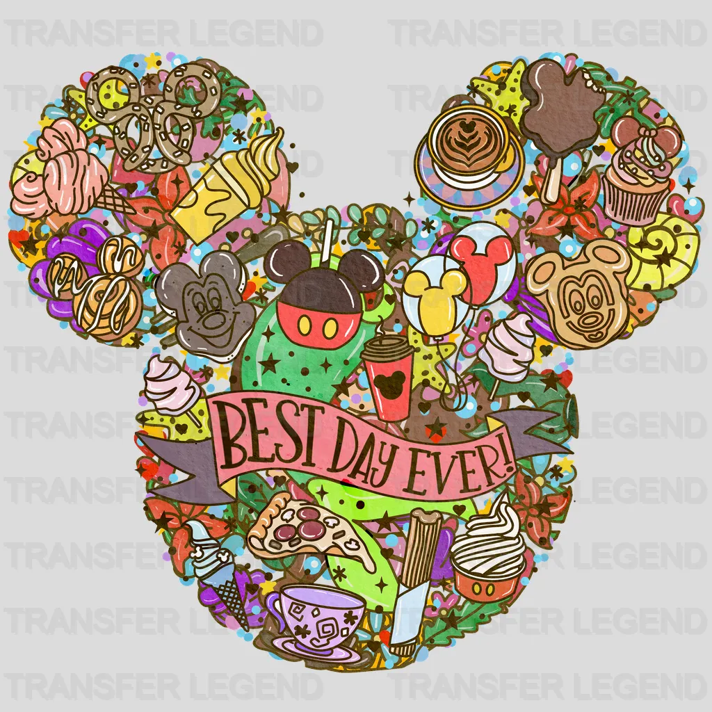 Best Day Ever Cartoon Snacks Head Design - DTF heat transfer - transferlegend