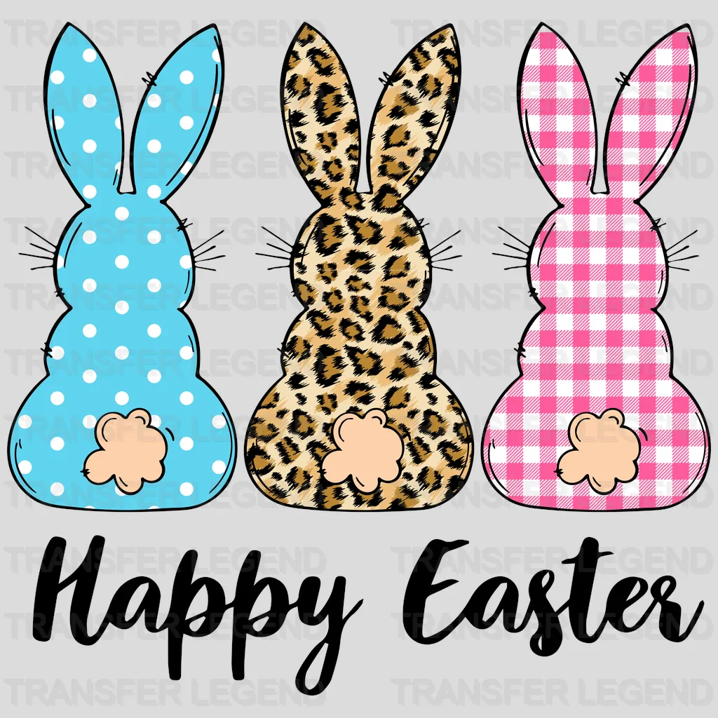 Bunnies Happy Easter Design- DTF heat transfer - transferlegend