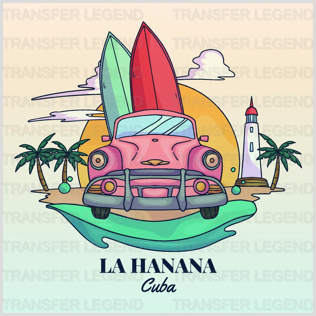 Cars La hanana Cuba Clasic Car Designs - DTF Heat Transfer - transferlegend