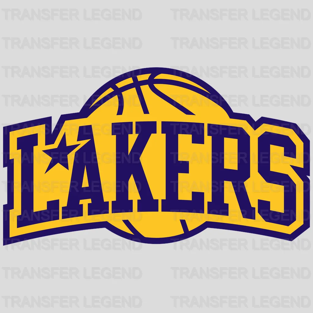 Los Angeles Lakers Arched Wordmark Over Ball NBA Design - DTF Heat Transfer