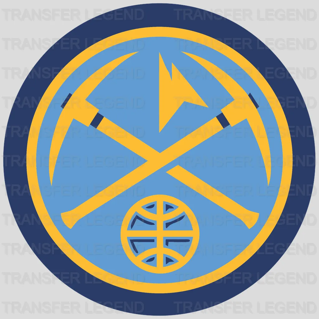 Denver Nuggets Pickaxes & Basketball Roundel (Alt) NBA Design - DTF Heat Transfer