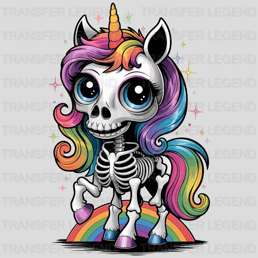 Skeleton Unicorn Design - DTF Heat Transfers - transferlegend
