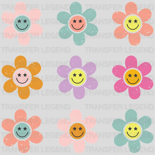 Happy Face Daisy - Trendy - Retro - Smiley - Positivity - DTF heat transfer - transferlegend