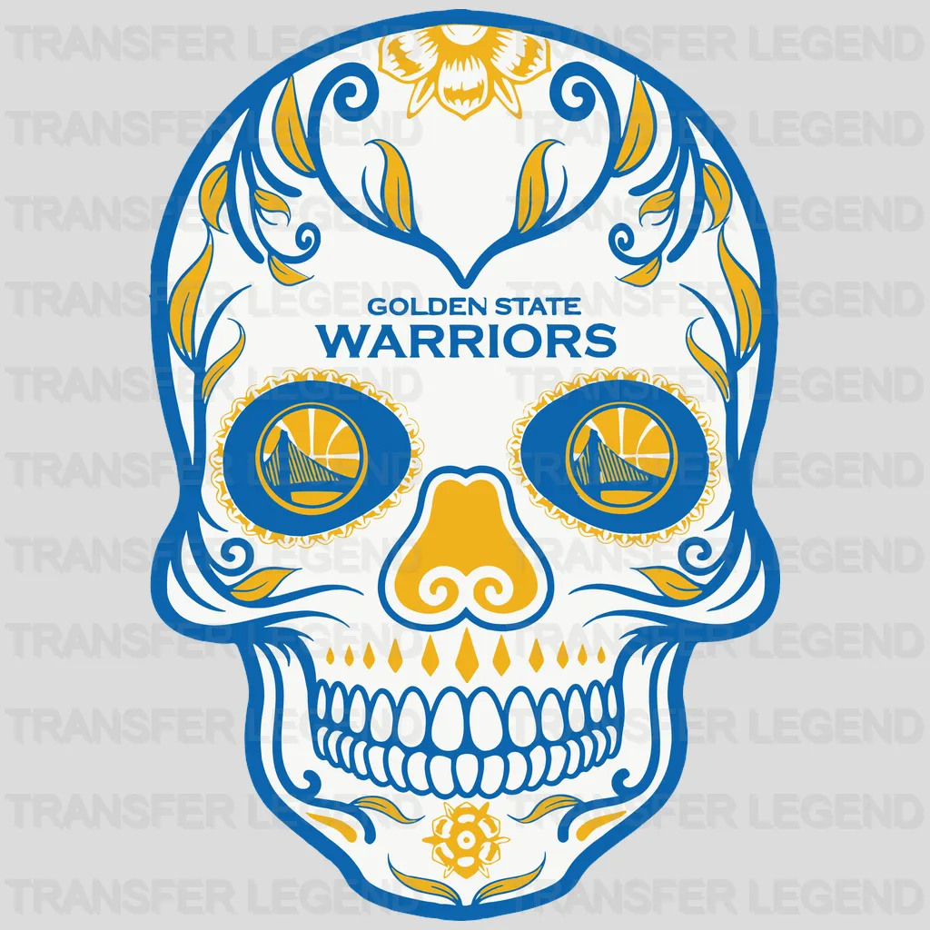 Golden State Warriors Sugar Skull Heritage Emblem NBA Design - DTF Heat Transfer
