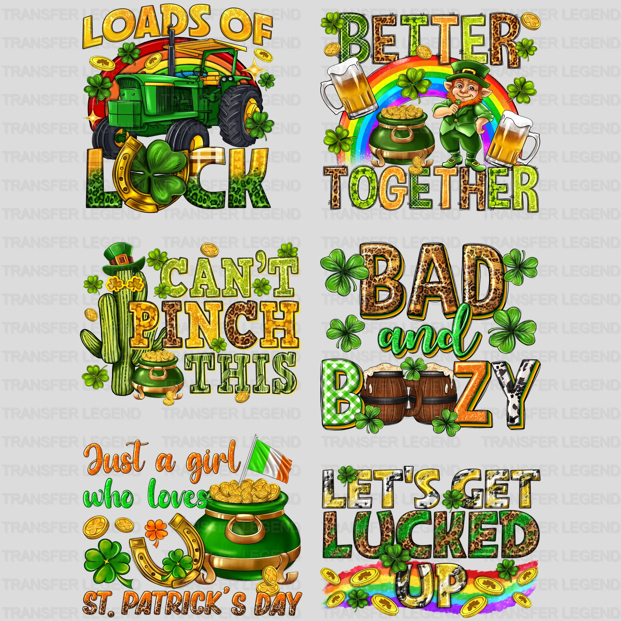 St. Patrick's Day Premade Gang sheet - 6 PCS 10 INCH - transferlegend