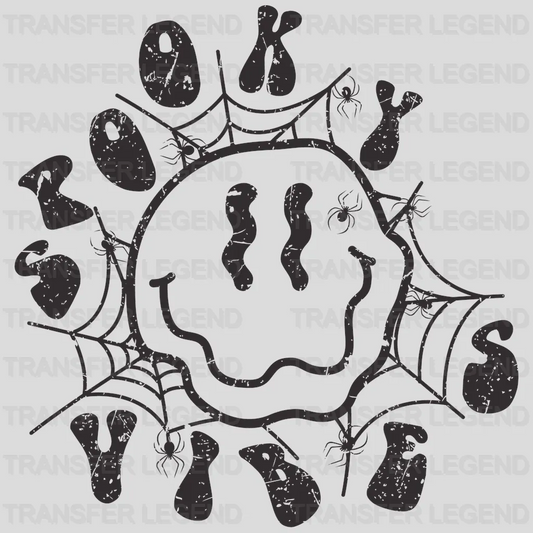 Halloween Spooky Vibes Smiley Face Design - DTF heat transfer - transferlegend