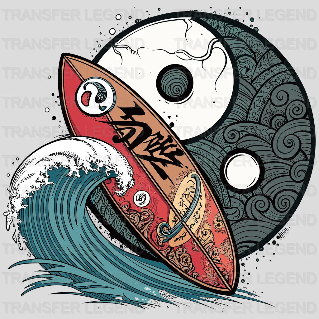 Yin & Yang Surfing Design - DTF Heat Transfers - transferlegend