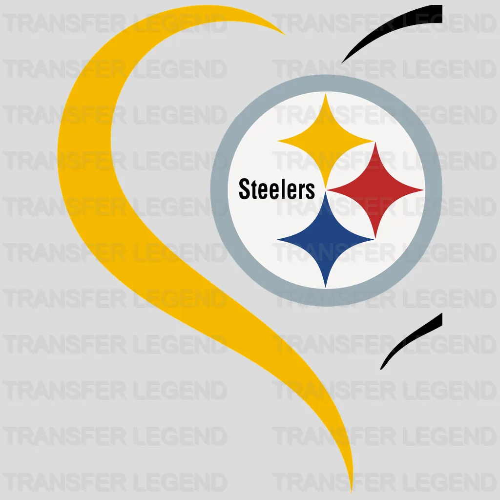 Pittsburgh Steelers duo of cartoon fans cheering next to logo, NFL design - DTF Heat Transfer