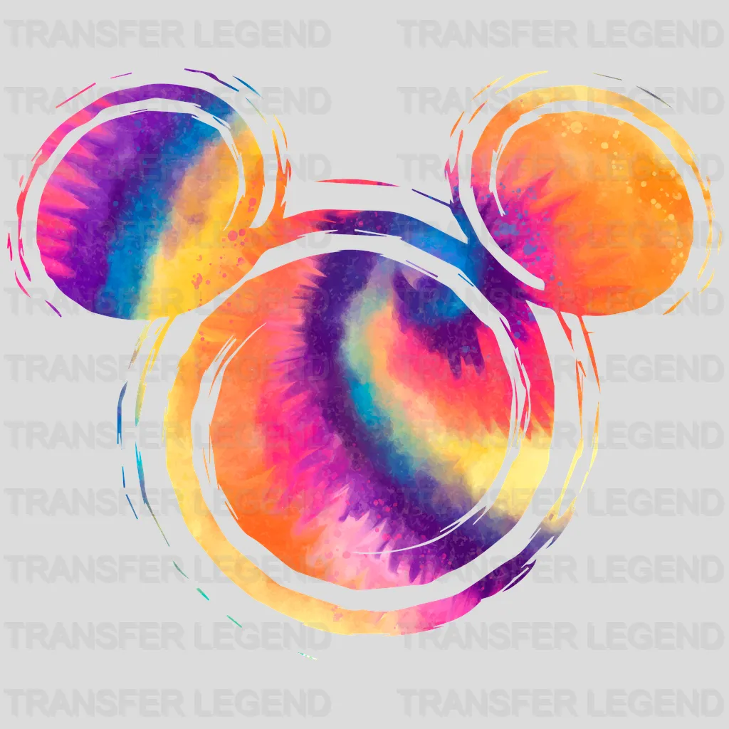 Mickey And Minnie Tie Dye Colorful Head Design - DTF heat transfer - transferlegend