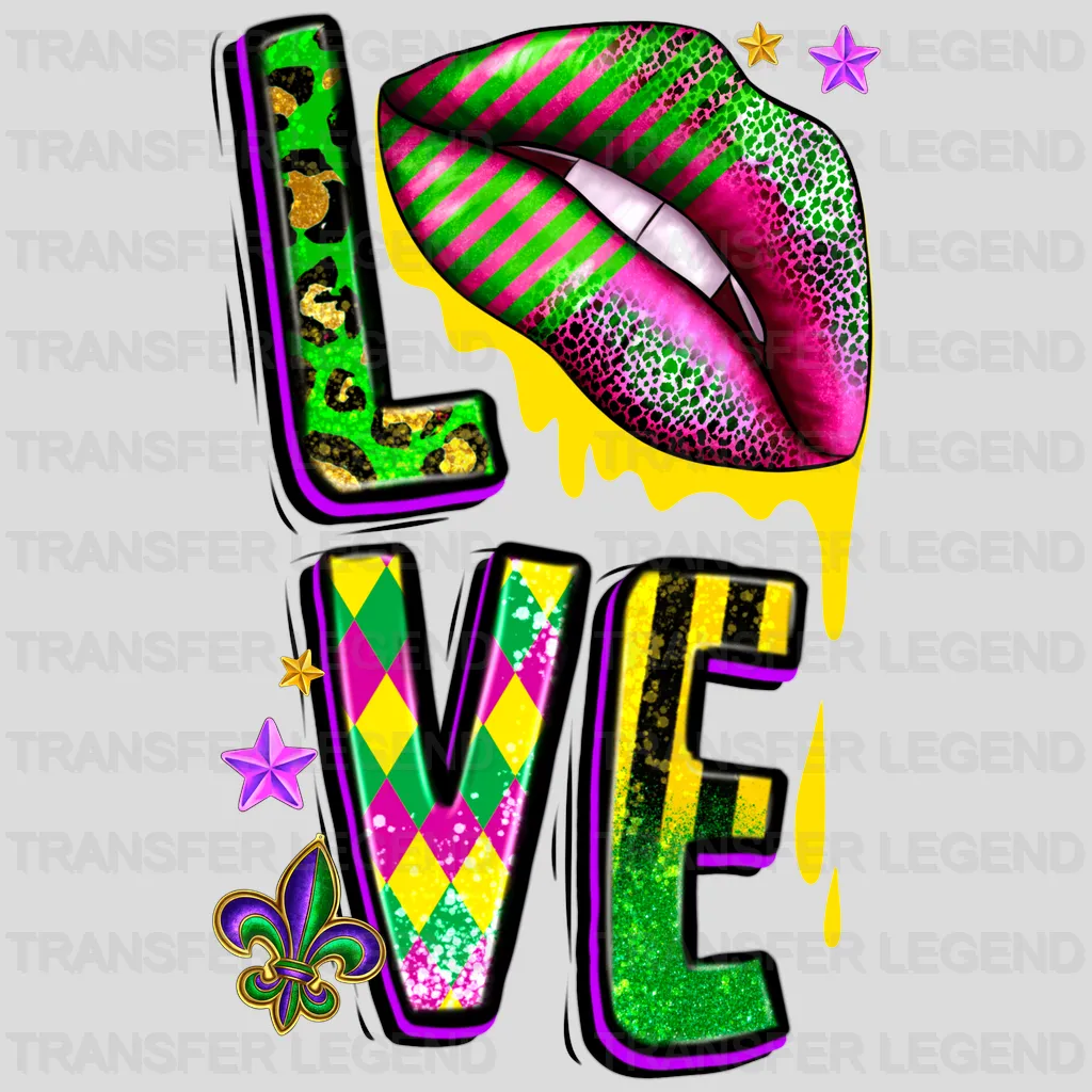 Love Mardi Gras Design- Mardi Gras DTF heat transfer - transferlegend