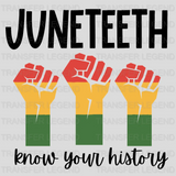 Juneteenth Know Your History - BLM design DTF heat transfer - transferlegend