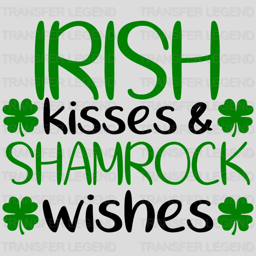 Irish Kisses & Shamrock Wishes St. Patrick's Day Design - DTF heat transfer - transferlegend