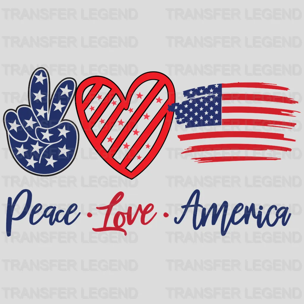 Peace Love America DTF Transfer - transferlegend