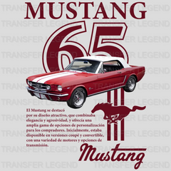 Ford Mustang 65 Red White Cars Design - DTF Heat Transfer - transferlegend