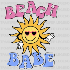 Beach Babe Retro Smiley Sun - Beach Lover Design DTF heat transfer - transferlegend