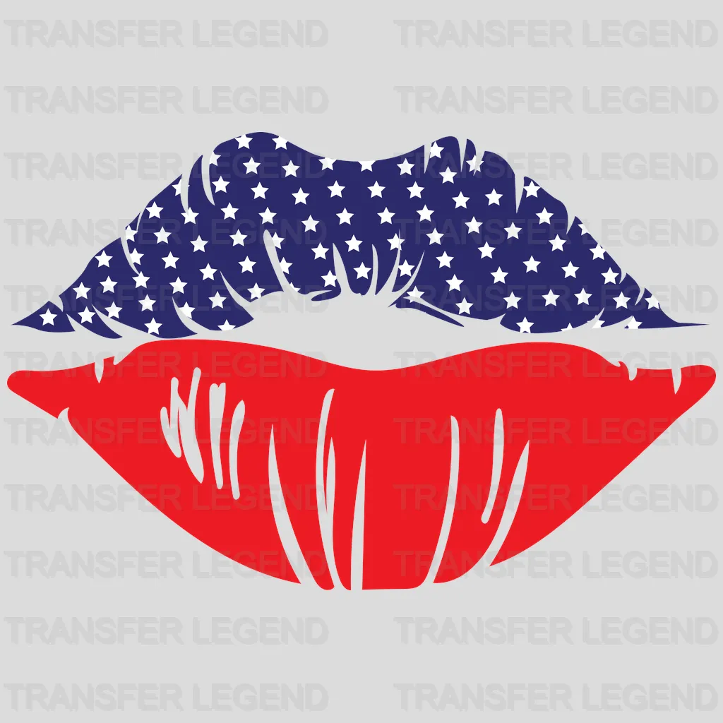 American Flag Lips DTF Transfer - transferlegend