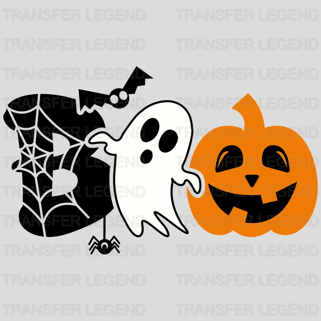 Halloween Boo Pumpkin Ghost spider design  - DTF heat transfer - transferlegend