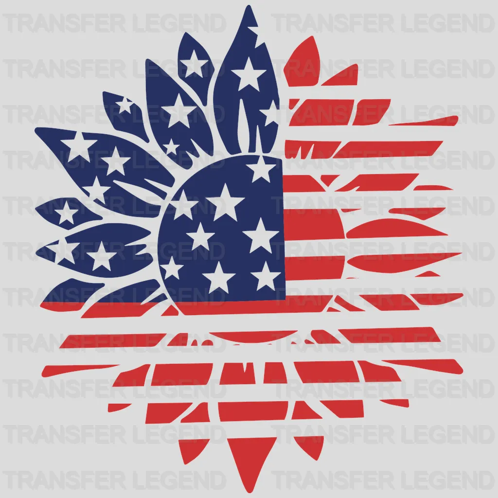 American Flag Flower DTF Transfer - transferlegend