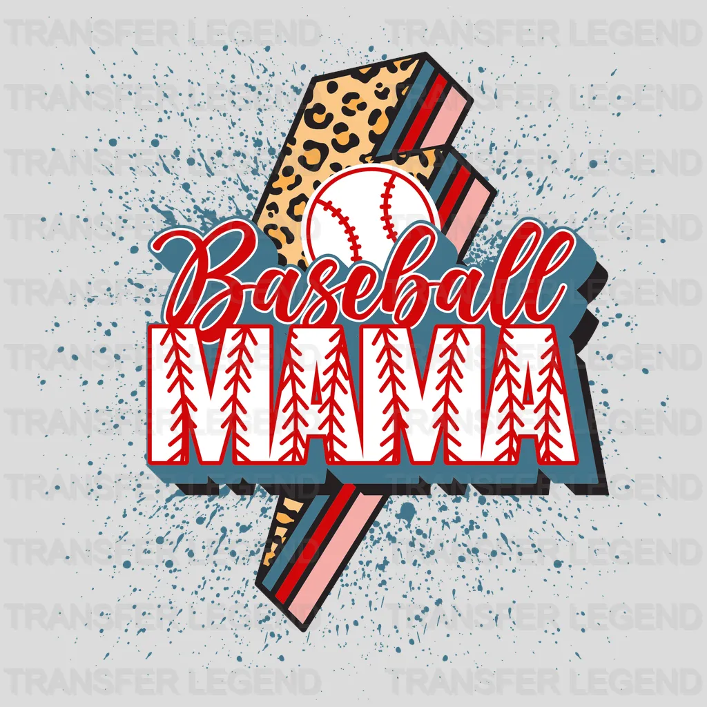 Baseball Mama Lightning Leopard DTF Transfer - transferlegend