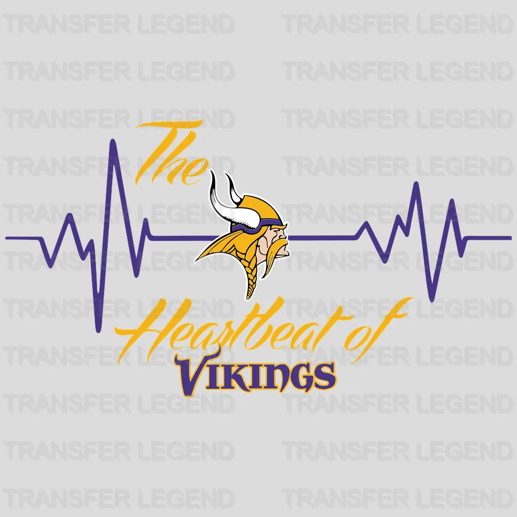 Minnesota Vikings Heartbeat Line & Text Wordmark NFL Design - DTF Heat Transfer