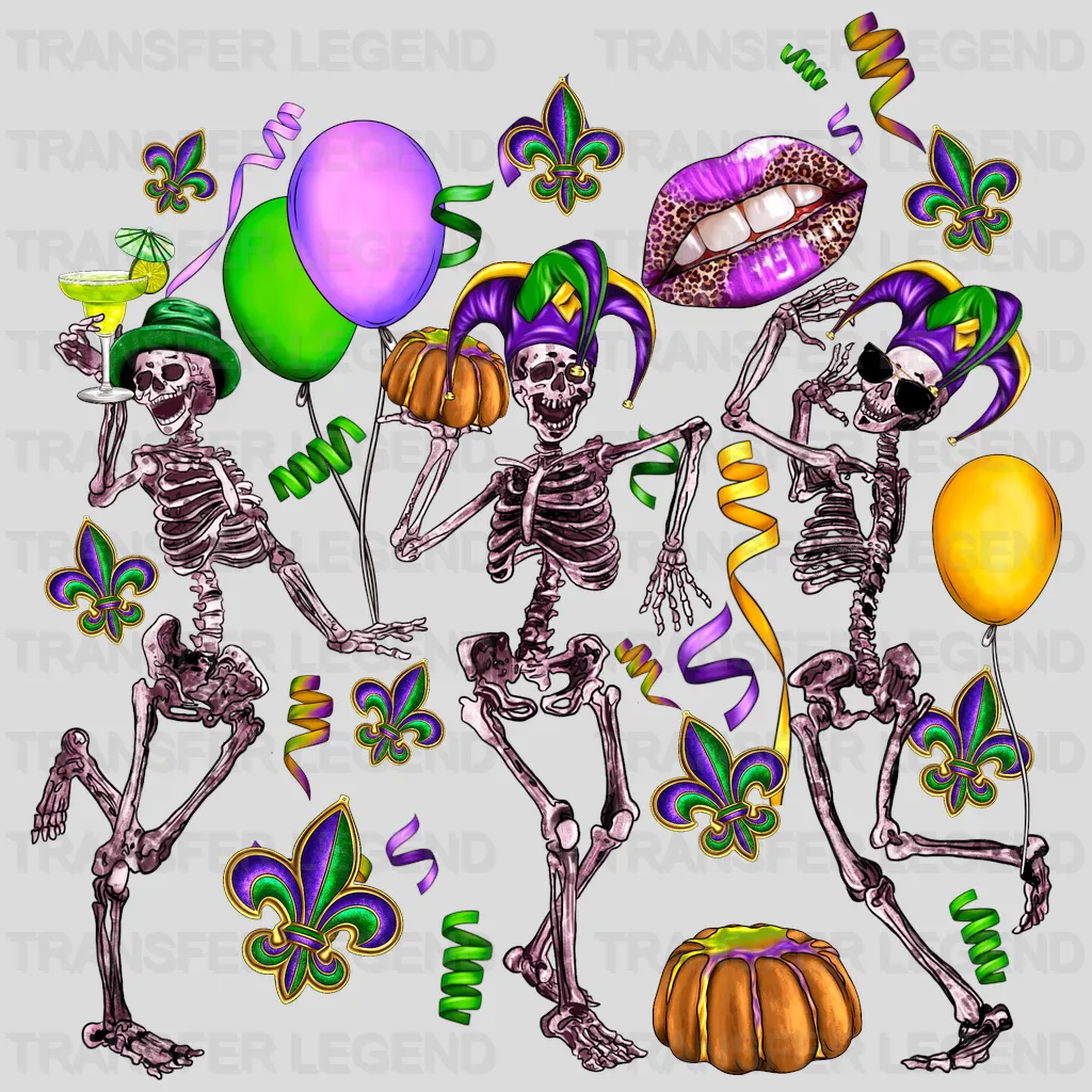 Skeletons Mardi Gras Design- Mardi Gras DTF heat transfer - transferlegend