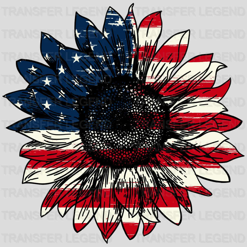 Sunflower American Flag DTF Transfer - transferlegend