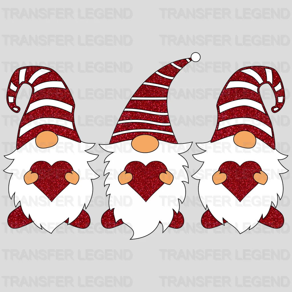 Glitter Looking Gnomes Valentine's Day Design - DTF heat transfer - transferlegend