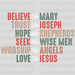 BELIEVE LIKE MARRY Christmas Design, Dtf Heat Transfer - transferlegend