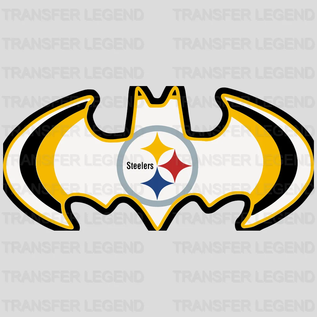Pittsburgh Steelers Batman‑style bat emblem fused with star, NFL design - DTF Heat Transfer