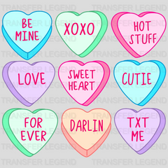 Conversation Candy Hearts Valentine's Day Design - DTF heat transfer - transferlegend