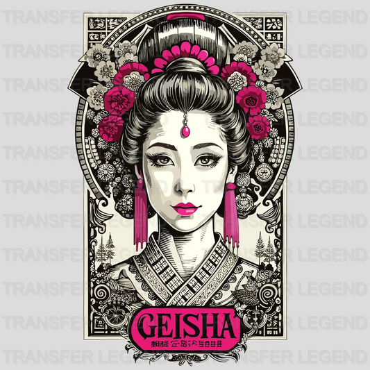 Red Lips Geisha Asian Design - DTF Heat Transfer - transferlegend