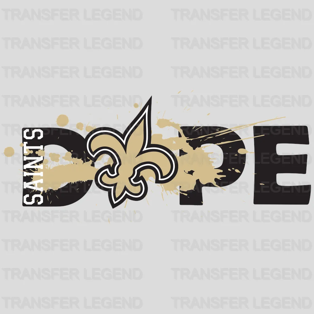 New Orleans Saints distressed fleur‑de‑lis spray paint graphic, NFL design - DTF Heat Transfer