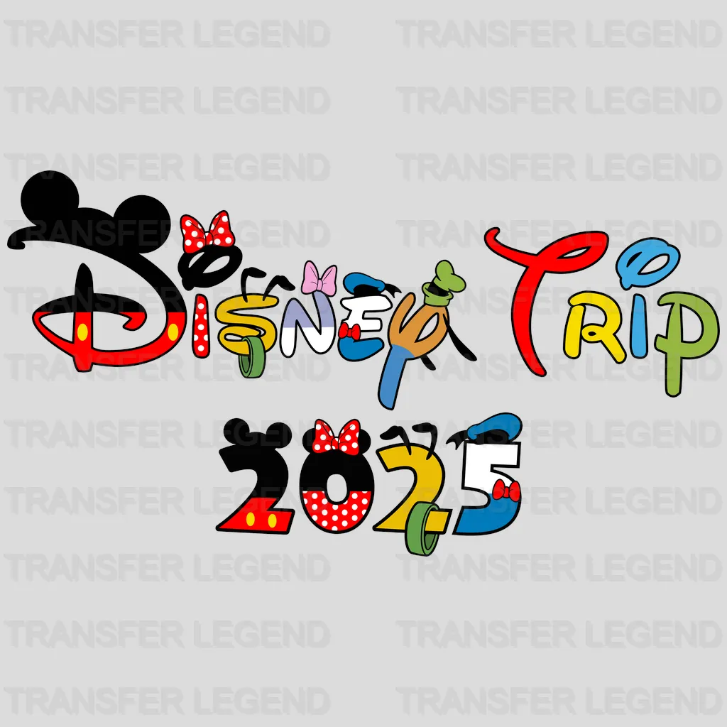 Family Trip 2025 Minnie & Mickey Cartoon Designs - DTF Heat Transfer - transferlegend