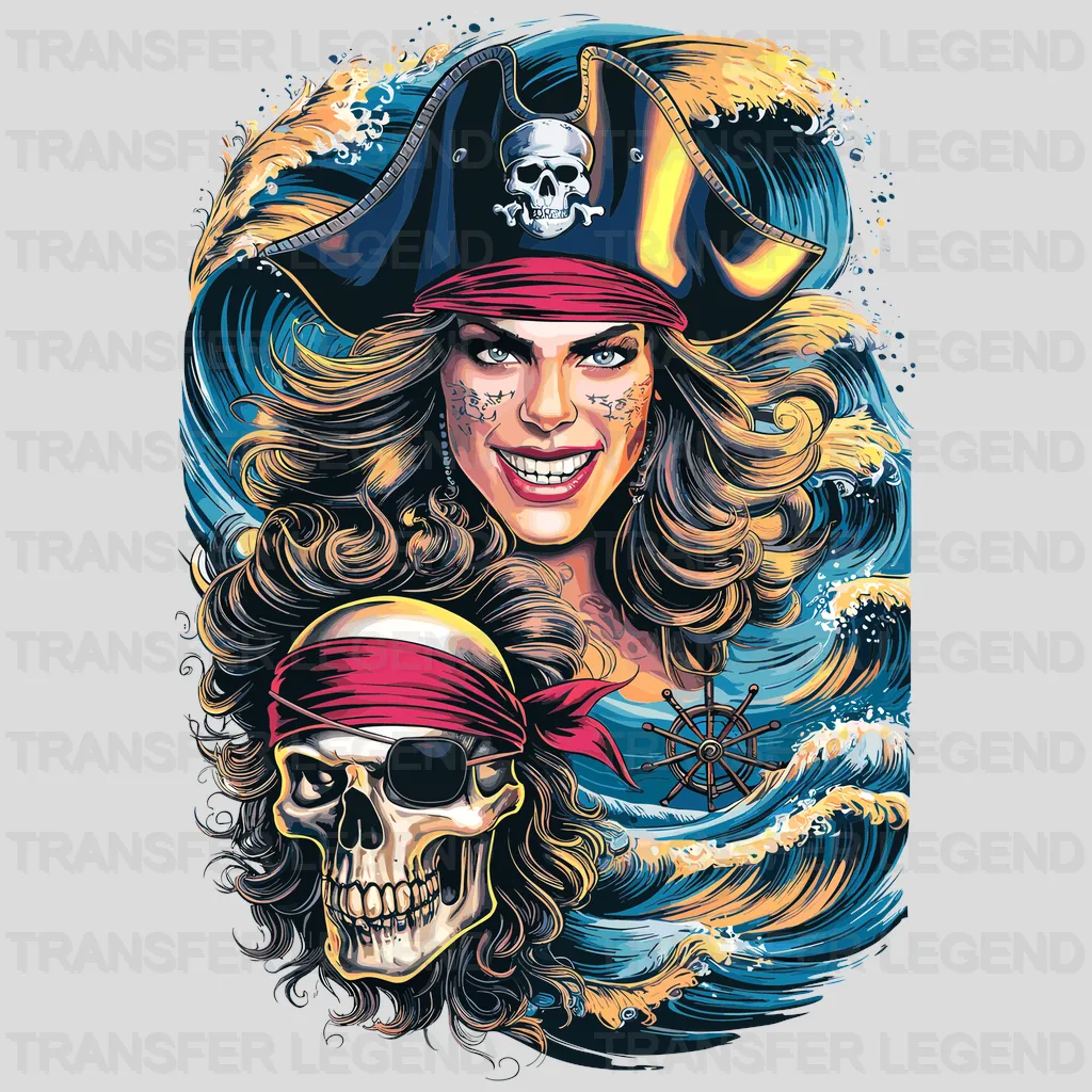 Skull & Woman Pirate Design - DTF Heat Transfer - transferlegend