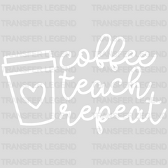 Coffee Teach Repeat 100 Days Of School Design - DTF heat transfer - transferlegend