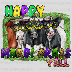 Cows Mardi Gras Design- Mardi Gras DTF heat transfer - transferlegend